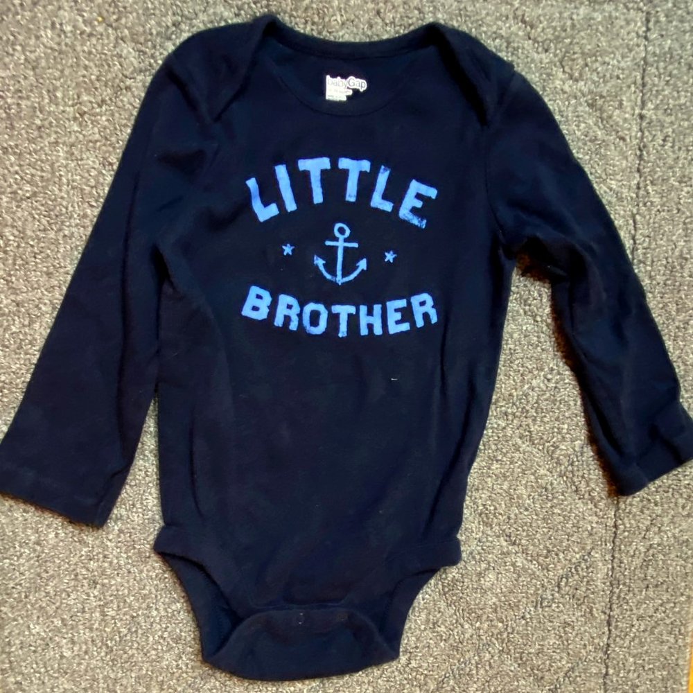 Baby Gap 18-24M Navy onesie w/Little Brother